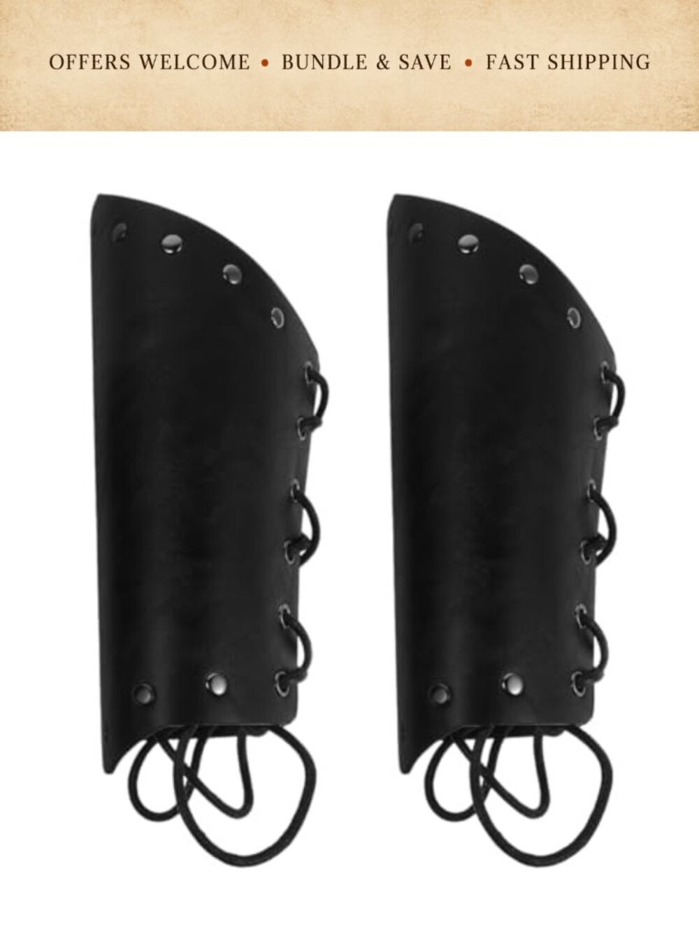 PU Leather Medieval Arm Guards Renaissance Cosplay Wrist Bracers Costume